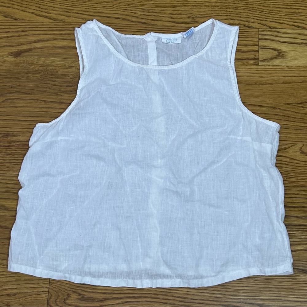 Sigrid Olsen 100% Linen White‎ Sleeveless Top
